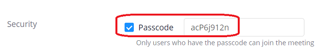the first checkbox under security is passcode, when you check it, a text box will appear where you can input the selected password
