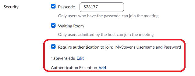 under security there are three checkbox options. the last check box option is require authentication to join