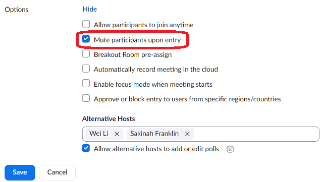 under options, there are a list of check boxes. make sure the second "mute participants upon entry" is checked off