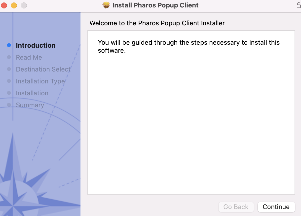 screenshot of PopUp Client Installer