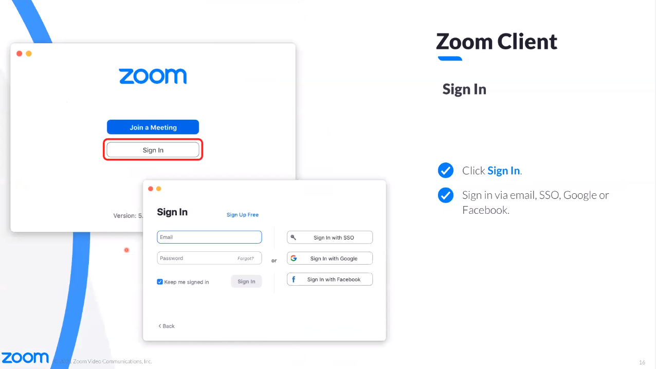 Zoom Client Sign in