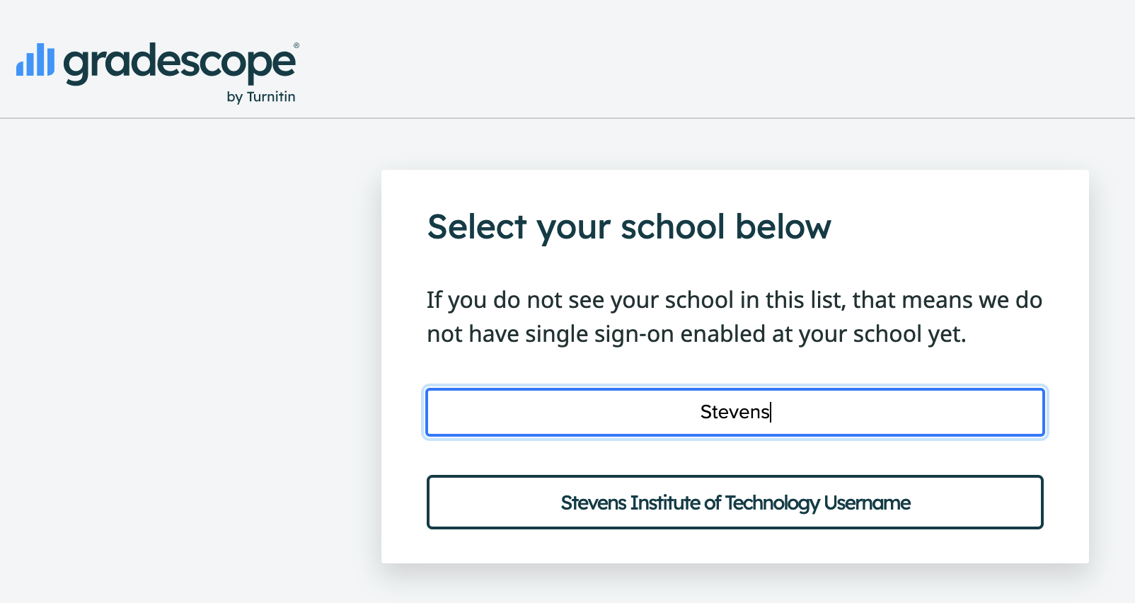 screen shot of Gradescope main page school login list