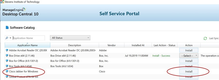 Screenshot of Self Service Portal