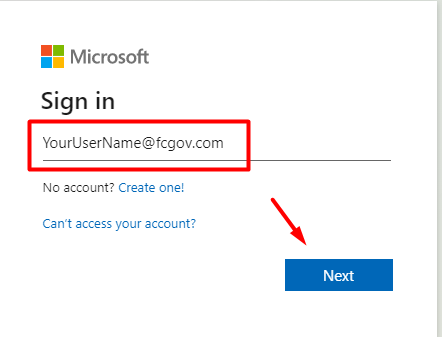 On the sign in page type your user name and then click next.