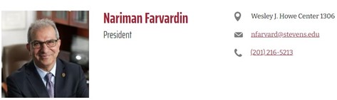 An example of a faculty member's profile on a faculty list. It shows the name of the faculty member, which also acts as the link to their individual faculty page. The listing also shows information like the faculty member's location, email address, and phone number.