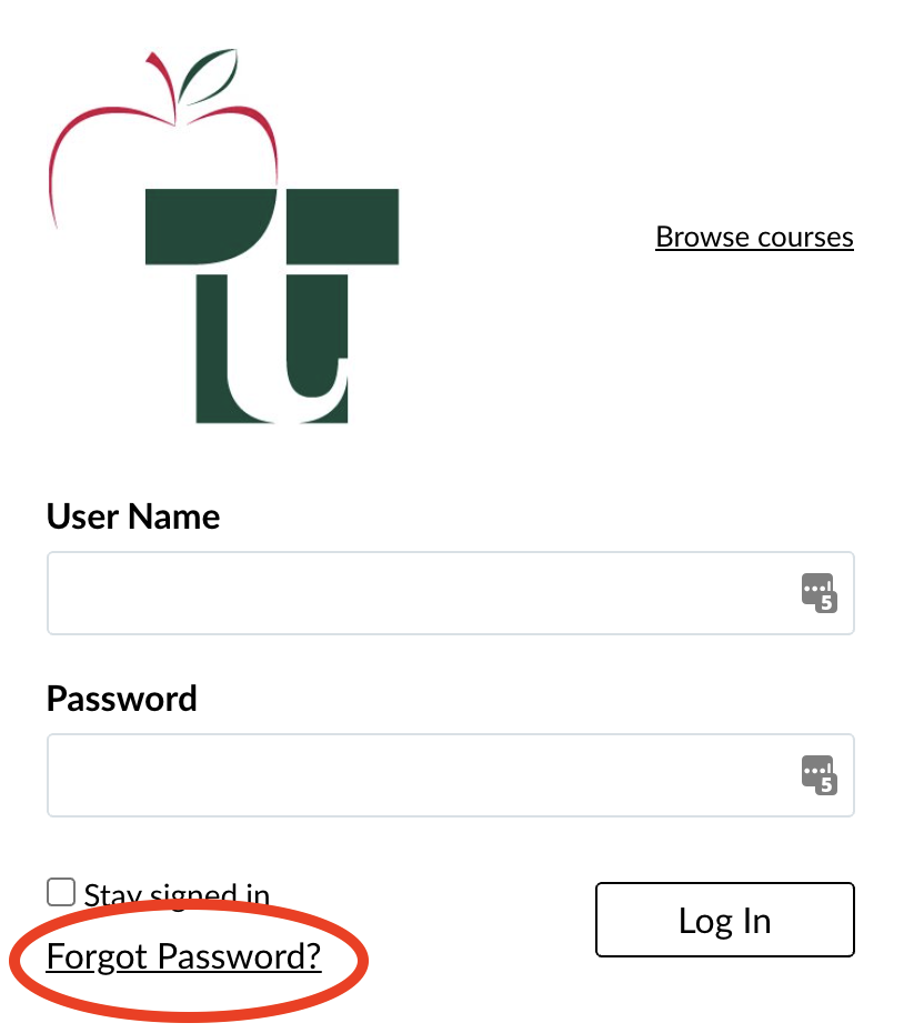 login page with "forgot password?" link highlighted