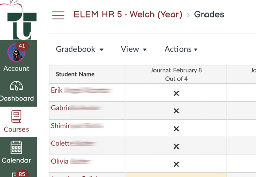 Canvas grade book list of students. dropped students not showing in list