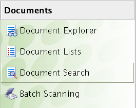 TCM navigation with "document search" selected