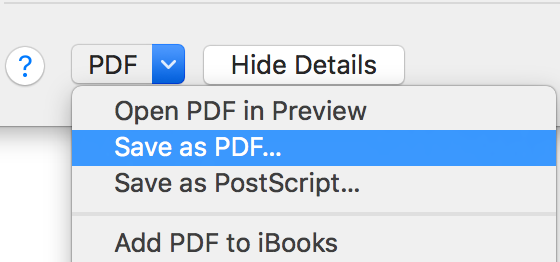 Save as PDF option in print dialog window.