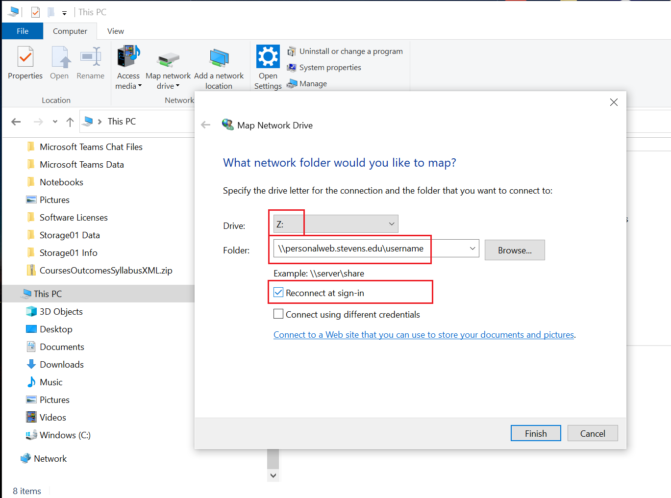 Shortcut of mapping of network drive dialogue in Windows