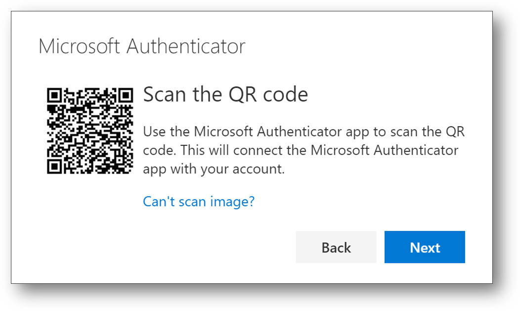Scan the QR code using the Authenticator app