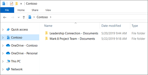 Screenshot showing sync folders for OneDrive and sites.