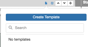 button reading "create template." below this is a search field and an area that says "no templates"