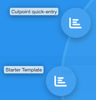 Two icons on a blue background. Top icon is labeled "cutpoint quick-entry." The other is labeled "Starter Template."