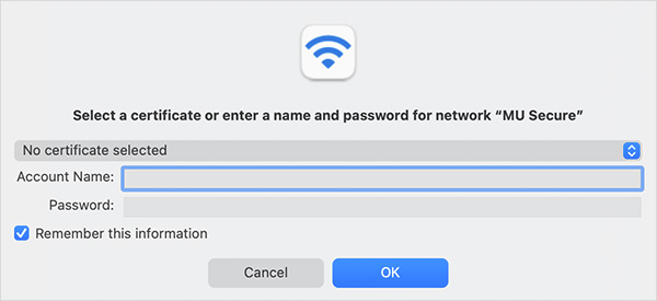 MU Secure login for Mac