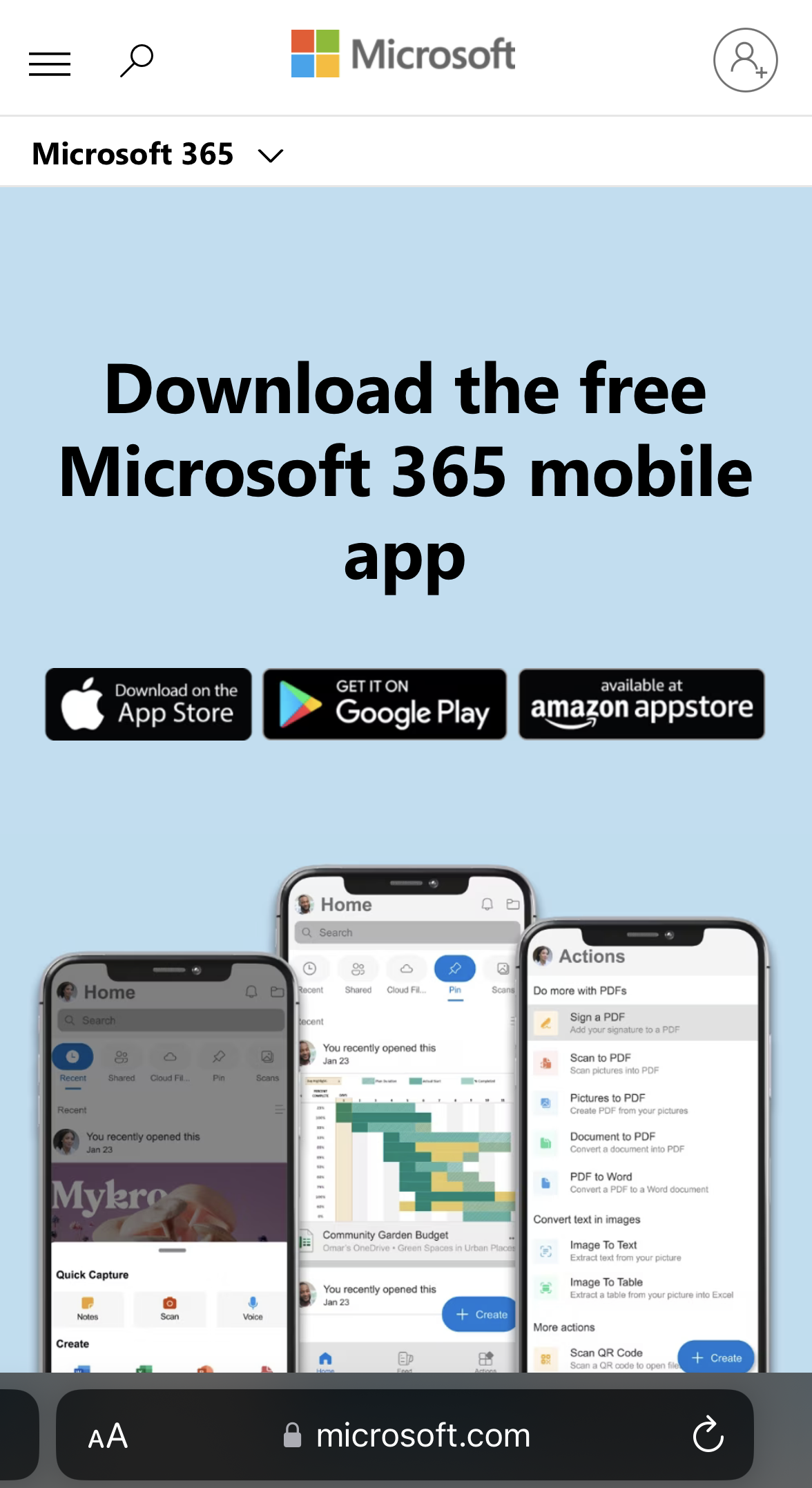 Download the free Microsoft 365 mobile app