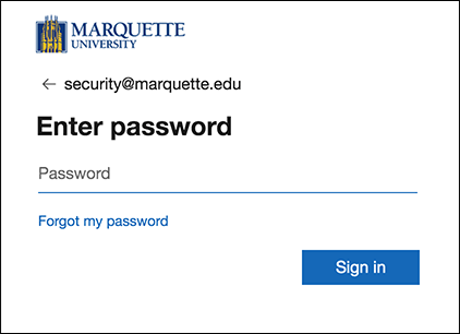 Enter password and sign-in