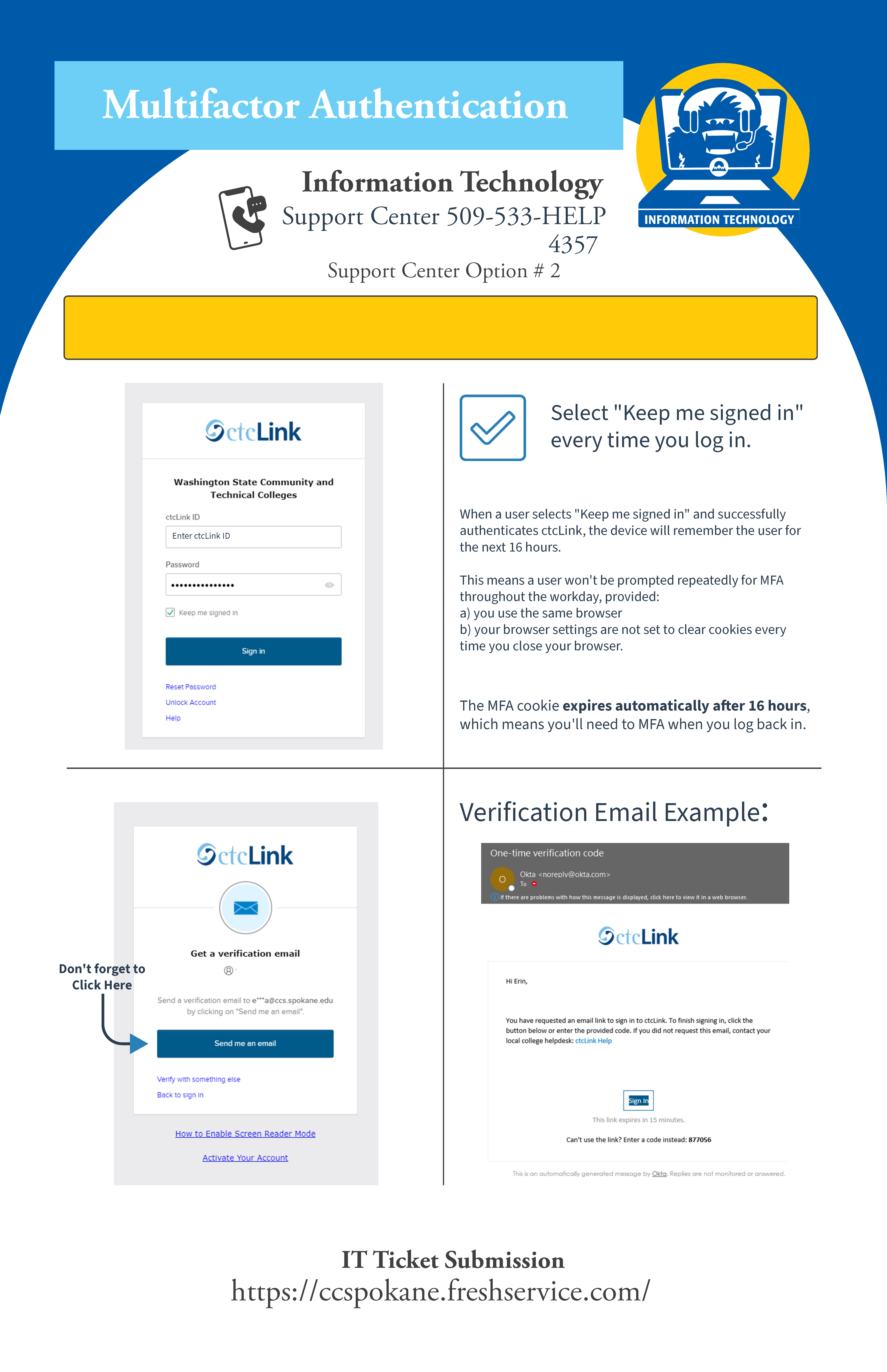 Page 2 of a slider explaining Multifactor Authentication for ctcLink.