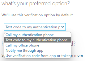 Default verification choices for multi-factor authentication.