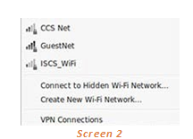 linux screen showing wireless networks in range.  CCSnet is listed