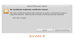 linux no certificate warning, with ignore button displayed