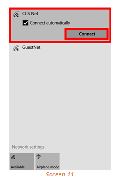 network connection window displaying option to connect automatically