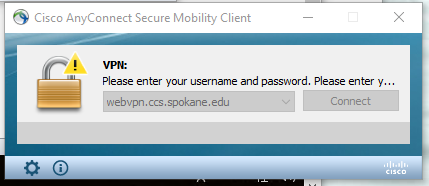 Image of Cisco AnyConnect Secure Mobility Client, which needs the website link entered in