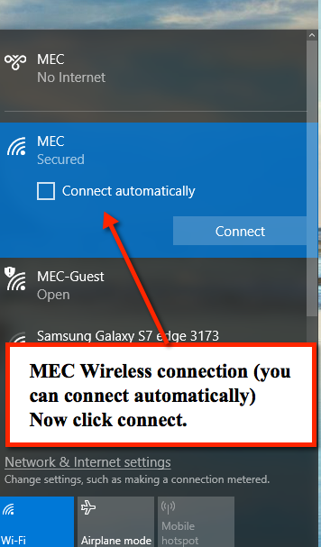 MEC Wireless connection
