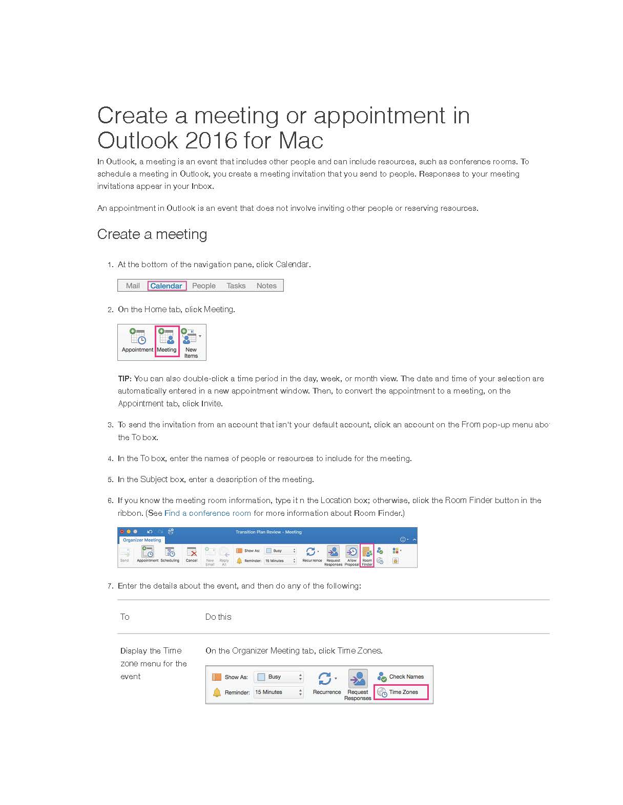 Create a Meeting or Appointment in Outlook 2016 for Mac