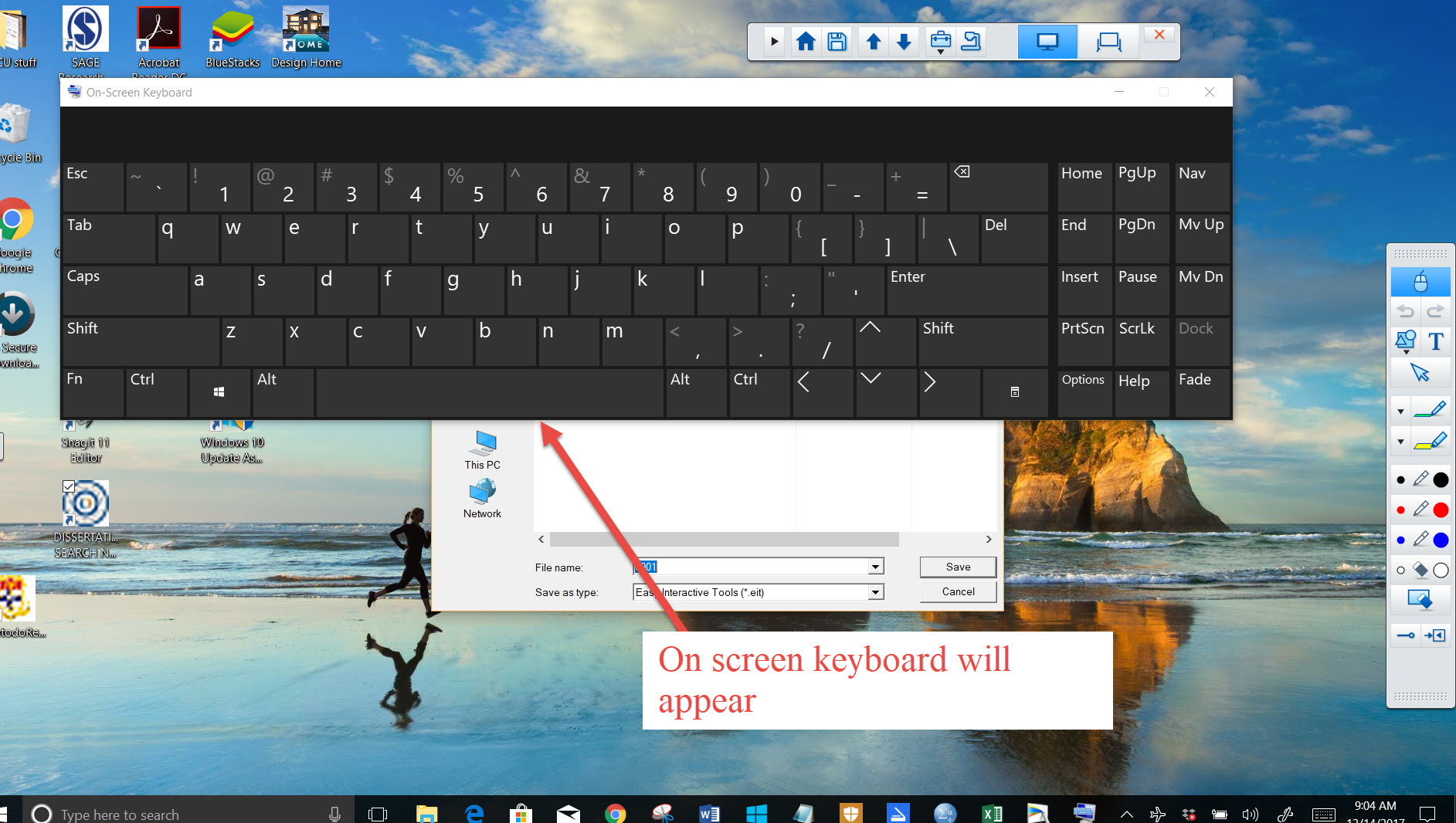 Select or create folder to save You can use the on creen keyboard to enter file name