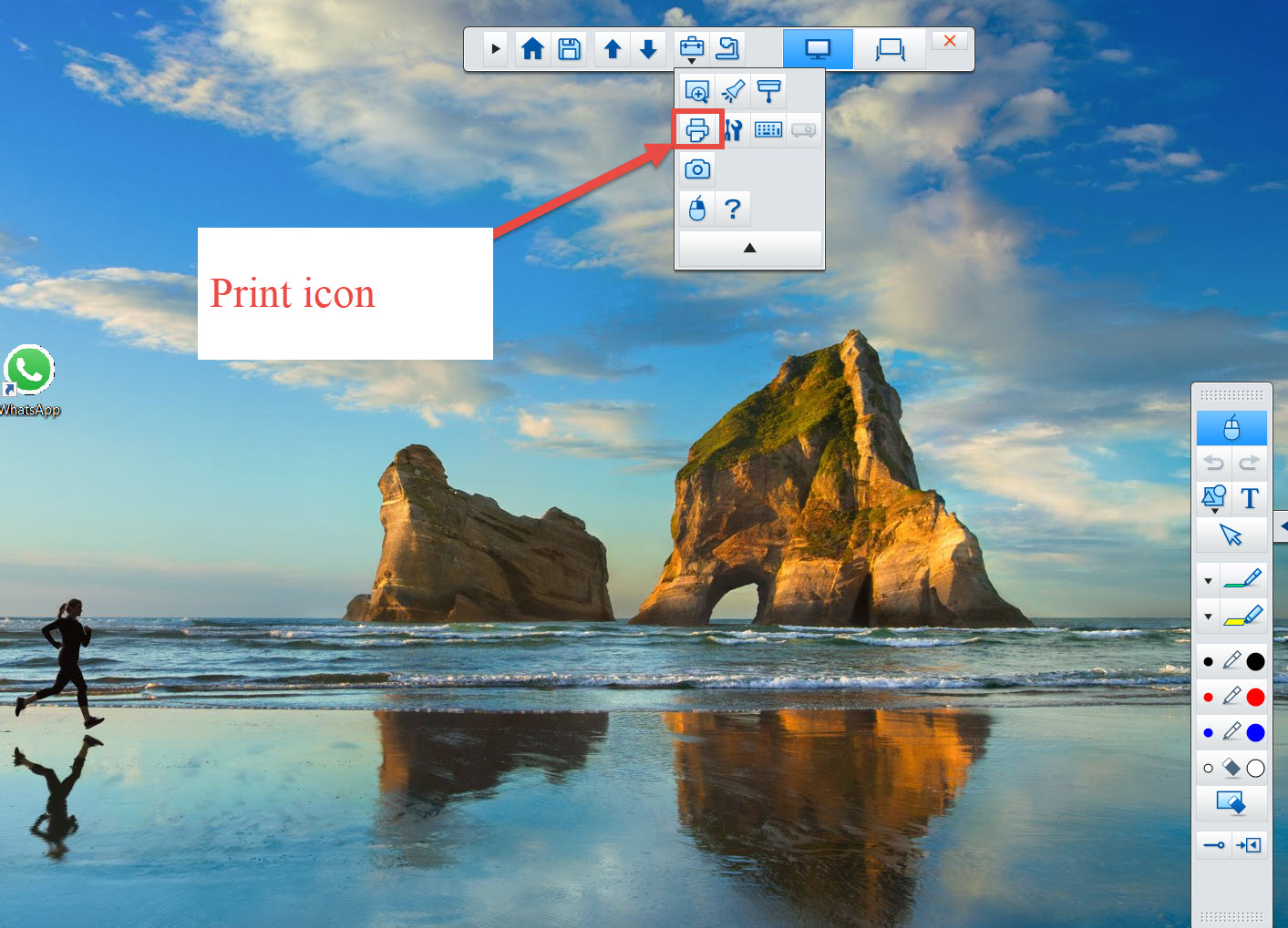 Select the print icon