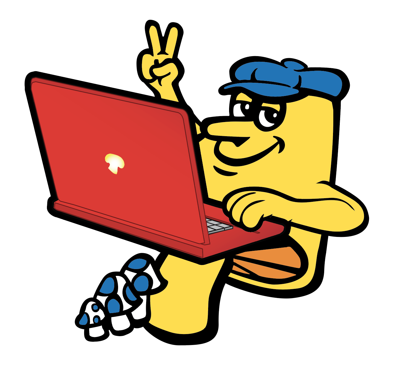 A cartoon of a person holding a computer

Description automatically generated with low confidence