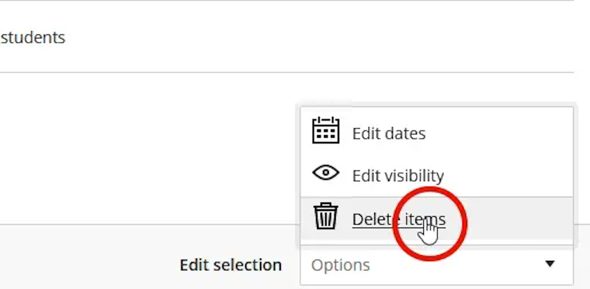 Open the bottom right corner "Edit Selection" menu and choose Delete Items