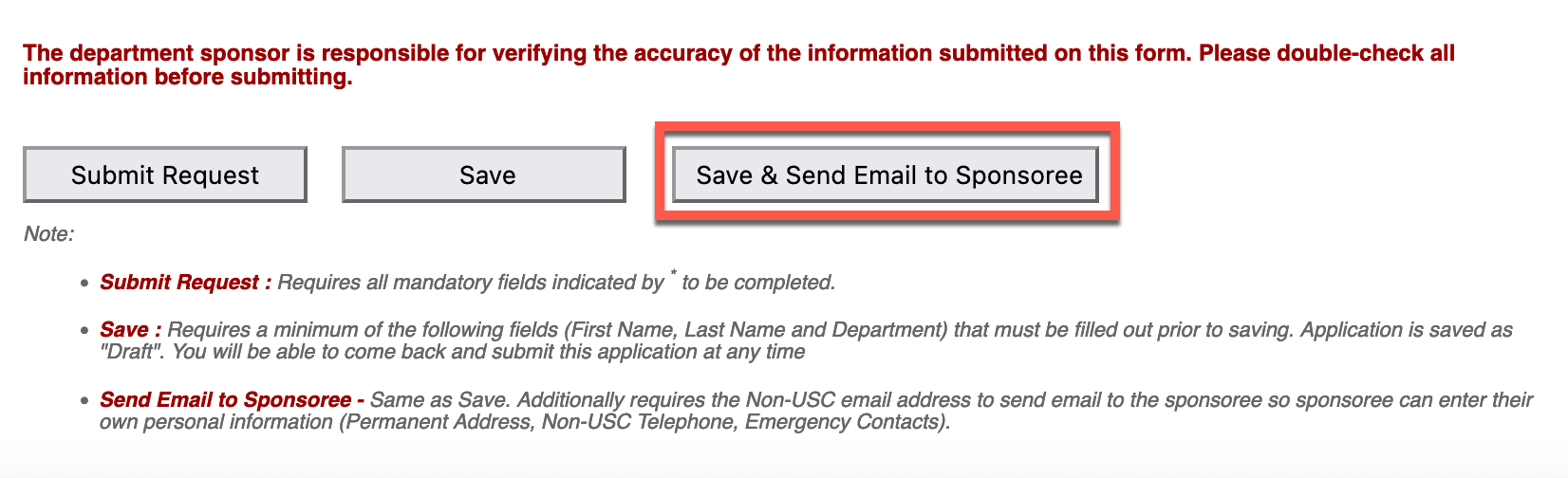 Save and send email to sponsoree