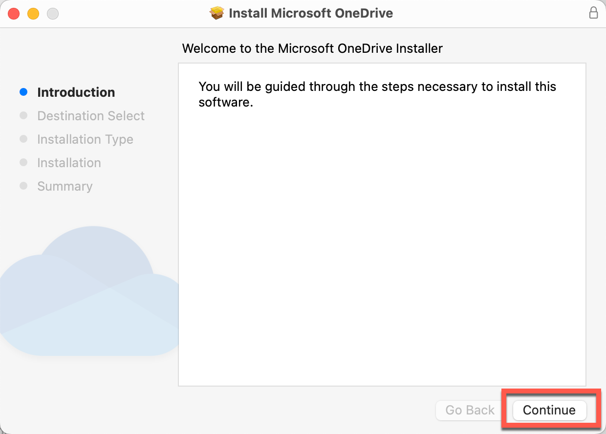 OneDrive installation prompt
