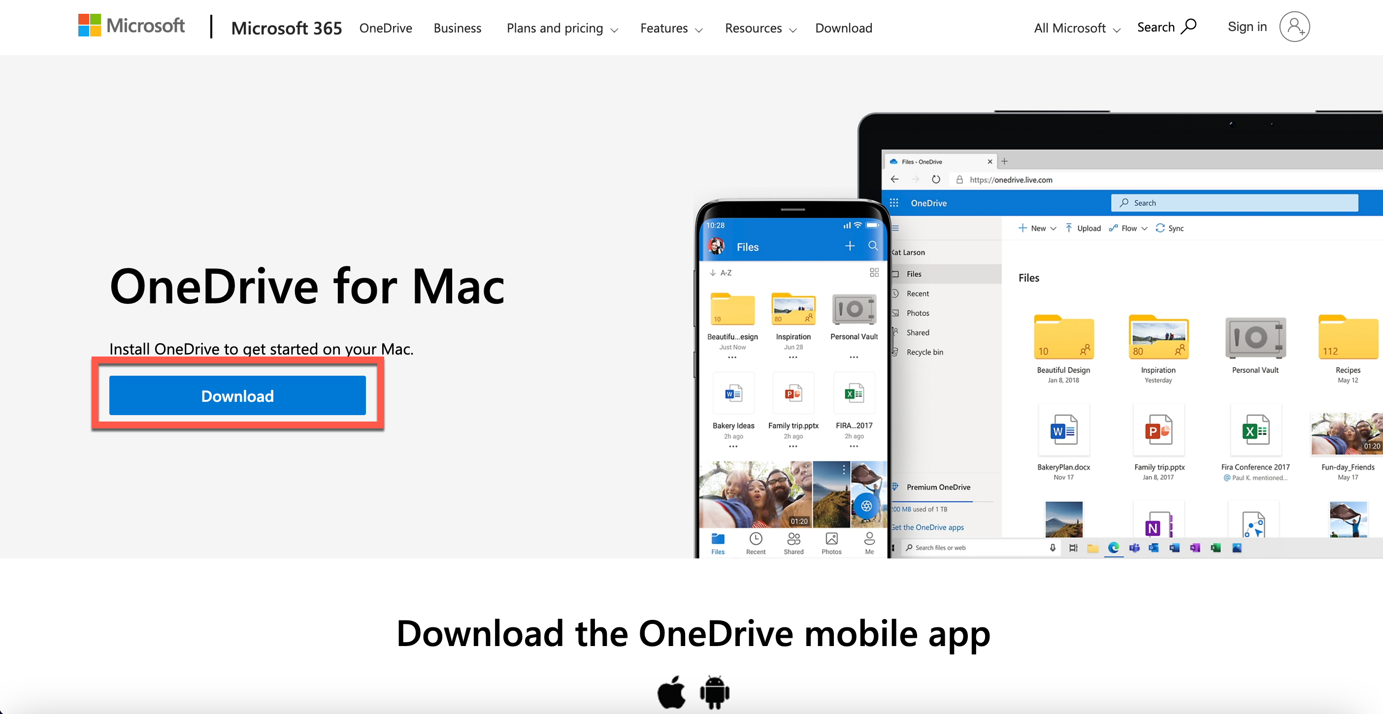 Download OneDrive from Microsoft website