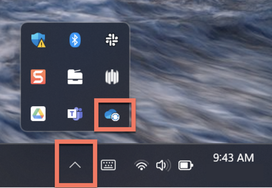 OneDrive icon hidden in Tray