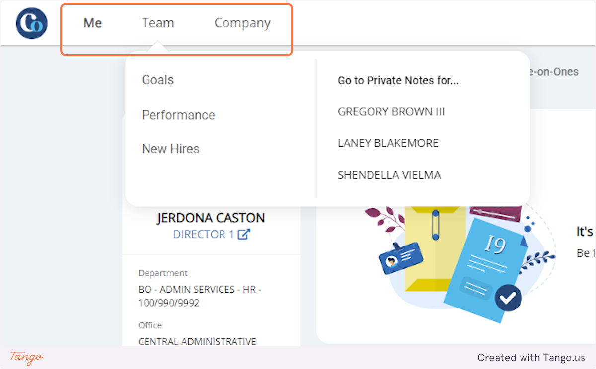 You are able to view your profile, Team, & Company information.