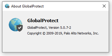 Figure 3: Clicking the About menu option will show the GlobalProtect VPN Client information including the version number.