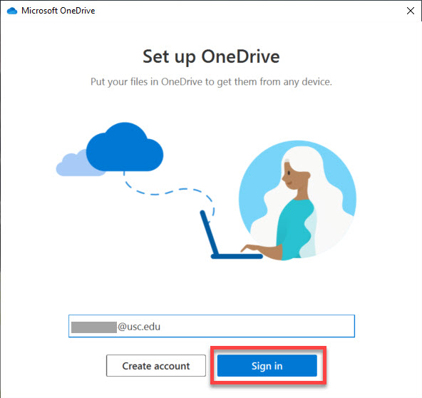OneDrive setup - Sign in
