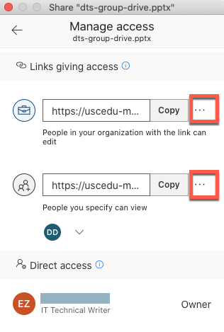 OneDrive on Mac - Manage Access - Links