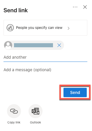 OneDrive - Send link - Send