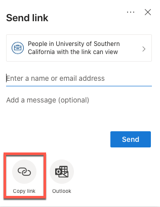 OneDrive - Send link - Copy link