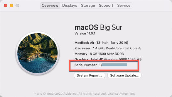 About This Mac - Serial Number