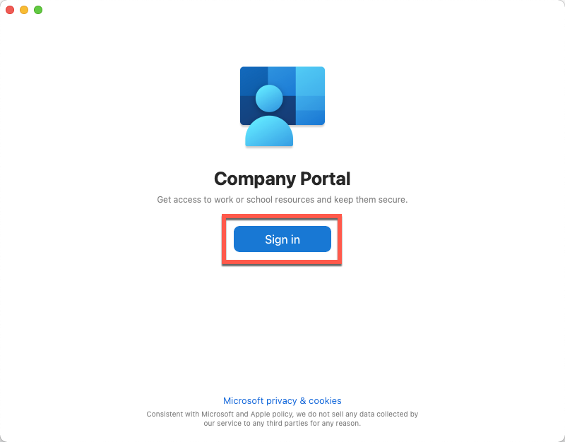 Mac - Company Portal - Sign in