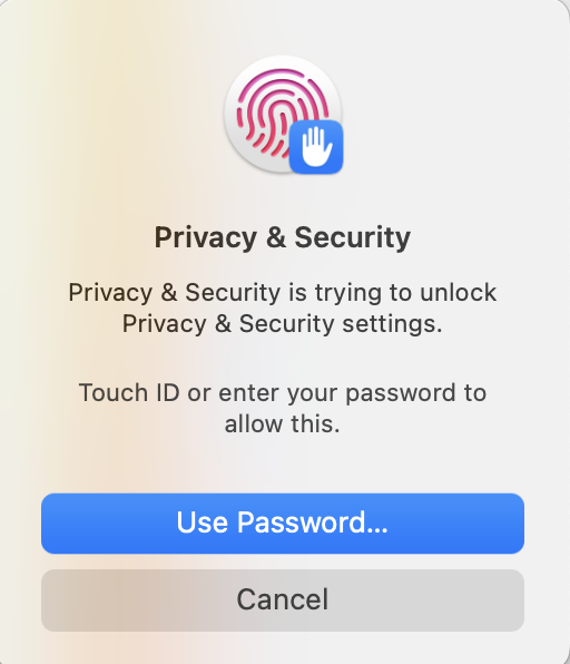 Mac - Use Touch ID or password