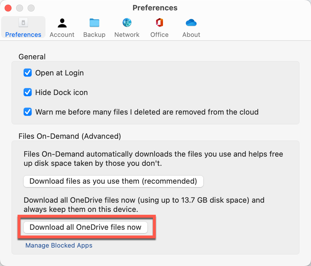 Mac - OneDrive - Download all now